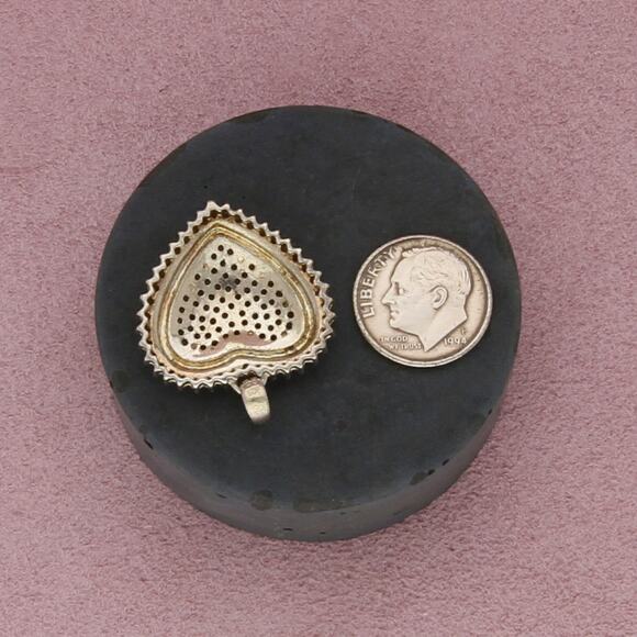 sterling silver pave diamond heart pendant - Picture 3 of 3